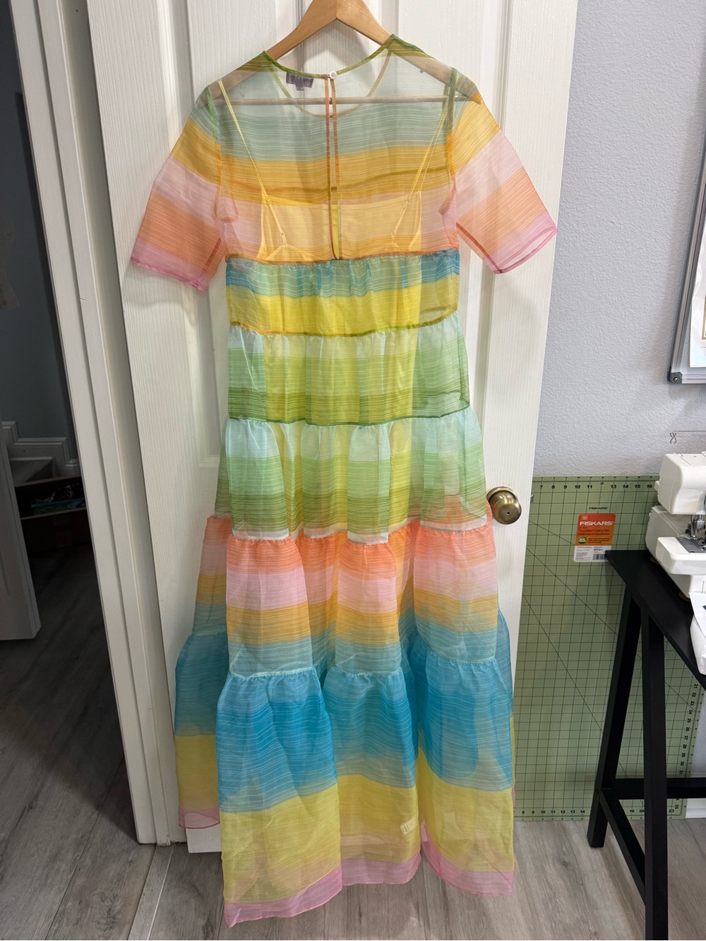 Staud Hyacinth Tiered Organza Short Sleeve Maxi Dress - Picture 5 of 7
